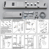 LED Shower Panel Tower Massage System Rain&Waterfall Jets Faucet Stainless Steel