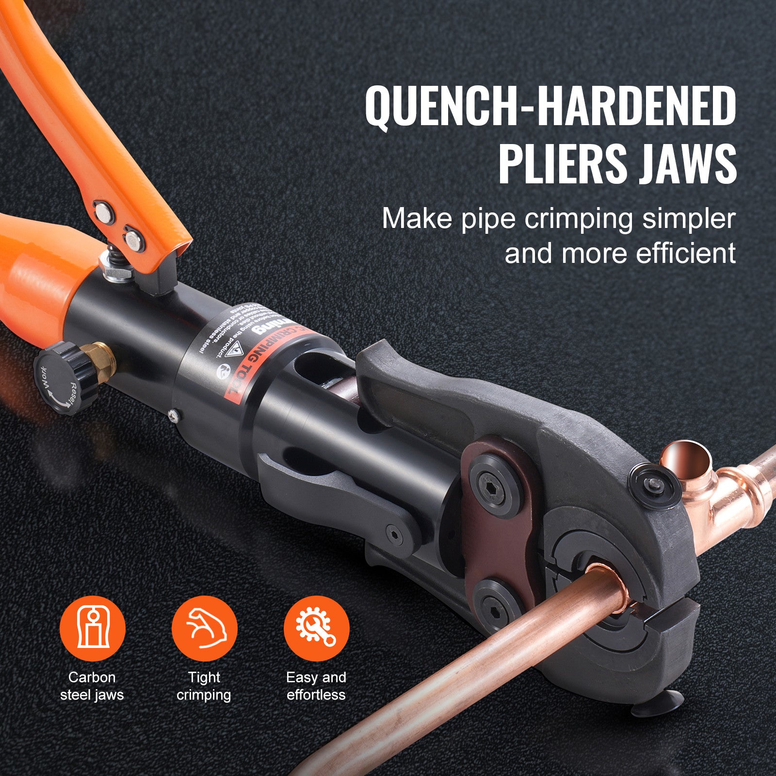 Copper Tube Fittings Crimping Tool with 1/2" 3/4" 1" Jaws Pipe Cutter