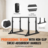 Adjustable Black Dip Bar Station Heavy Duty Portable Calisthenics Workout Stand