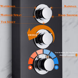 LED Shower Panel Tower Massage System Rain&Waterfall Jets Faucet Stainless Steel