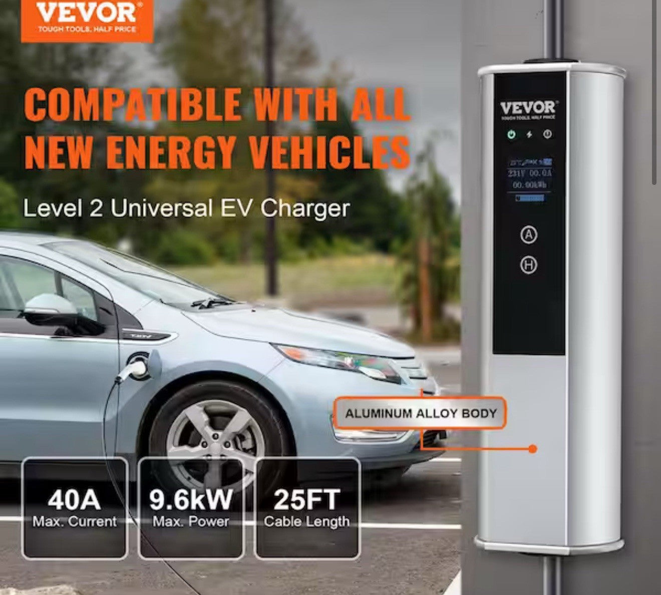 VEVOR Level 2 EV Charger 40A/32A/24A/16A 240V Electric Home EV Charging Station