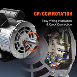 VEVOR 5HP Air Compressor Motor 3450 RPM Single Phase Electric Motor 7/8 in.