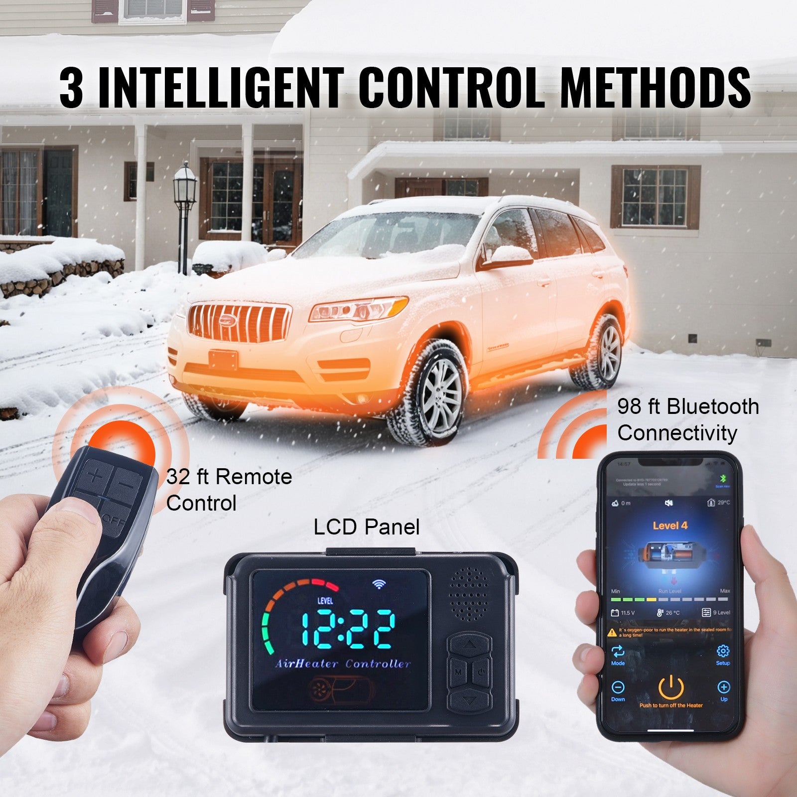 VEVOR Diesel Air Heater All-in-one 12V 8KW Bluetooth App LCD for Car RV Indoors