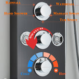 LED Shower Panel Tower Massage System Rain&Waterfall Jets Faucet Stainless Steel