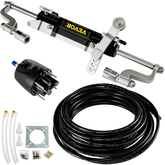 HK4200A-3 Hydraulic Outboard Steering System Kit 300HP 2x20ft Hose Cylinder Helm