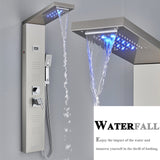 LED Shower Panel Tower Massage System Rain&Waterfall Jets Faucet Stainless Steel