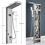 LED Shower Panel Tower Massage System Rain&Waterfall Jets Faucet Stainless Steel
