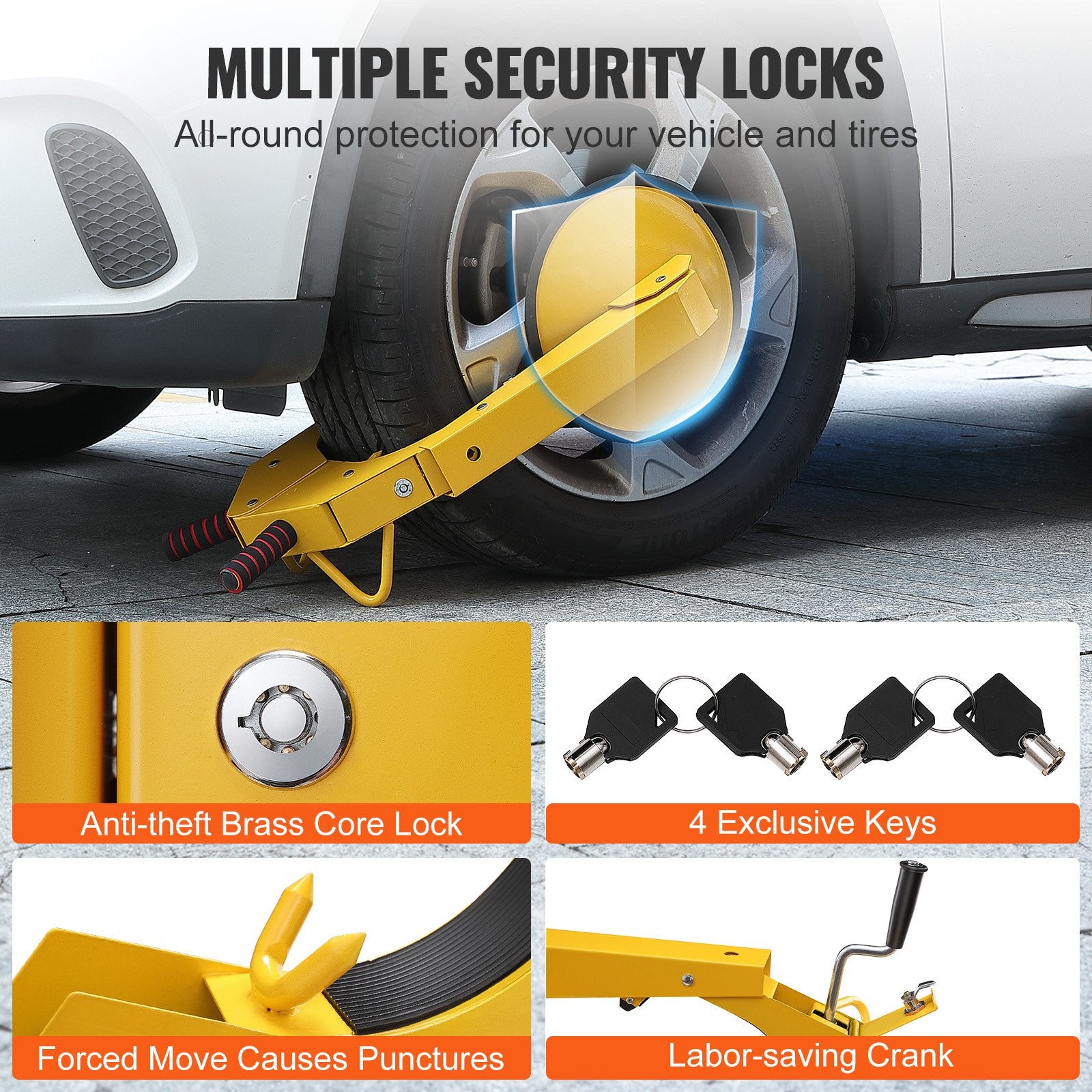 2 Pack Heavy Duty Wheel Clamp Lock Anti-Theft Boot for Trailer RV Car Truck Tire