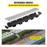 Drainage Trench Driveway Channel Drain Kit Metal Grate-5.8"x3.1"-5 Pack