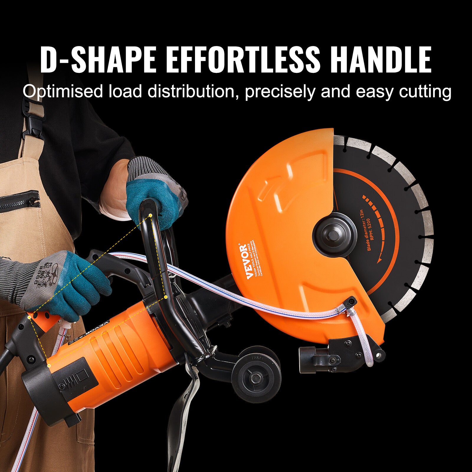 VEVOR 12'' Electric Concrete Saw Wet/Dry Saw Cutter with Water Pump and Blade