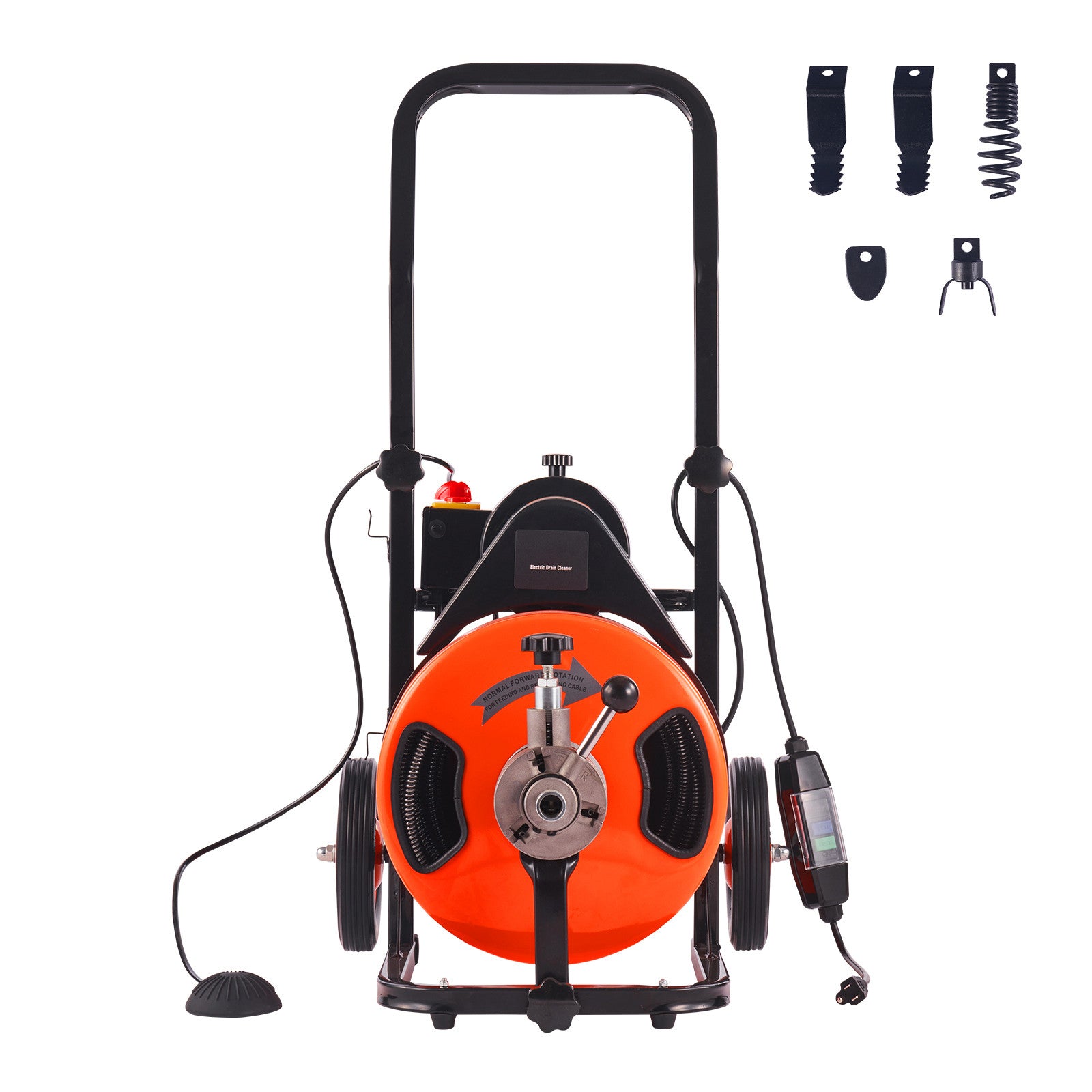 Drain Cleaner Machine Electric Drain Auger 100 FT x 1/2 In Auto Feed