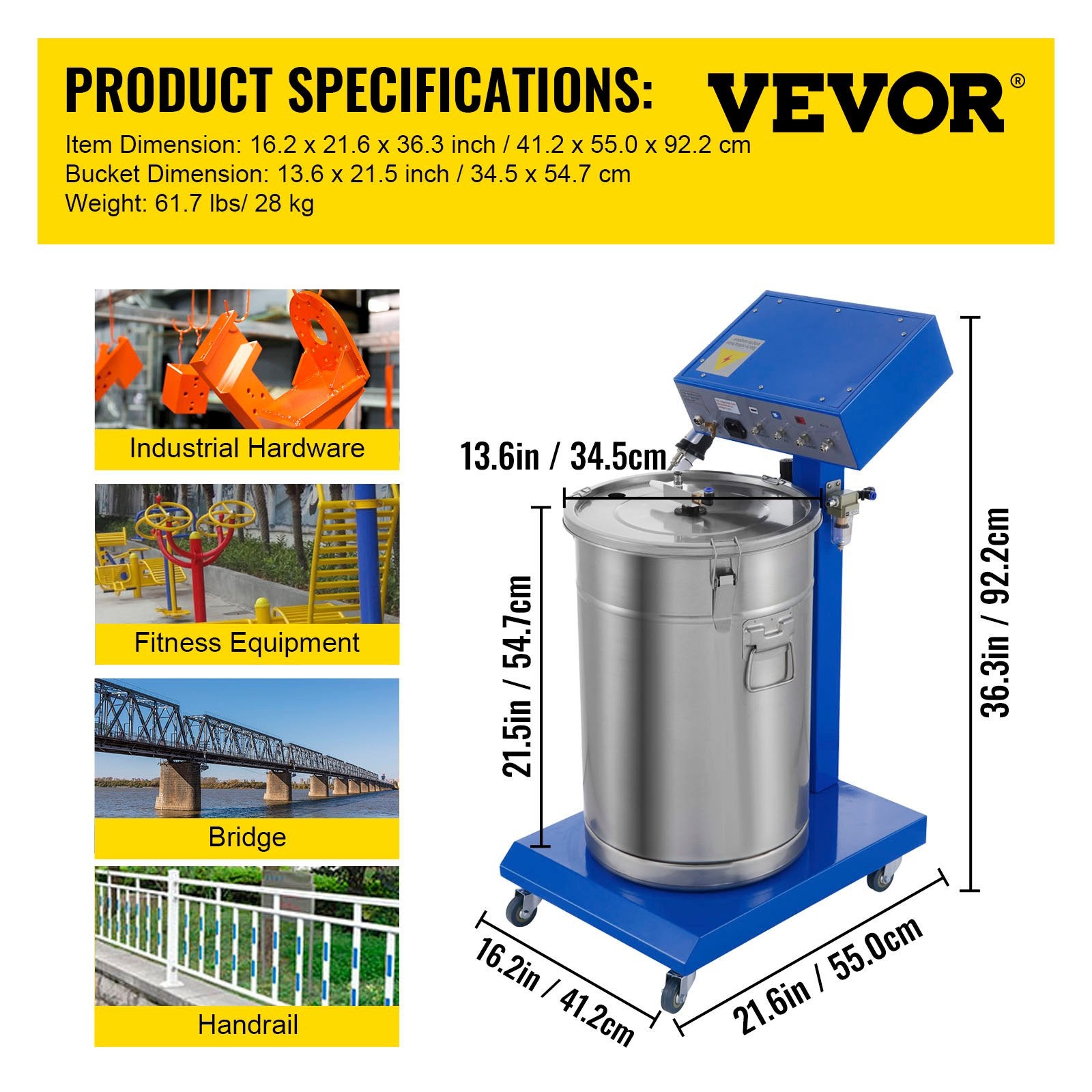 Powder Coating System Machine 45L Pro Electrostatic Sprayer for Perfect Finishes