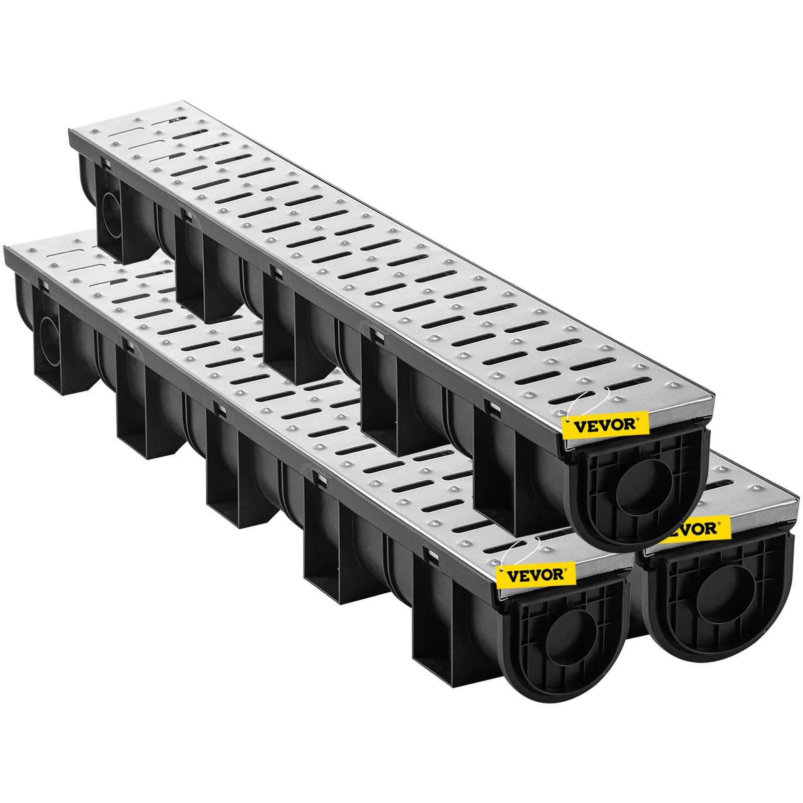 VEVOR Drainage Trench Driveway Channel Drain Kit Metal Grate-5.8"x5.2"-3 Pack