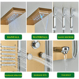 LED Shower Panel Tower Massage System Rain&Waterfall Jets Faucet Stainless Steel