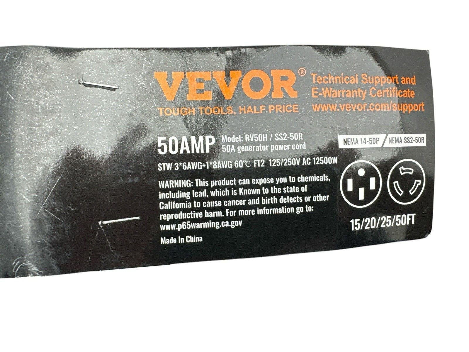 Generator RV Cord 50 Amp 25 ft 14-50P SS2-50R w Inlet Box SS2-50P VEVOR OB 115