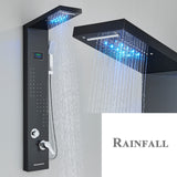 LED Shower Panel Tower Massage System Rain&Waterfall Jets Faucet Stainless Steel