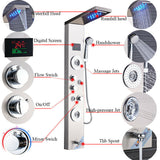 LED Shower Panel Tower Massage System Rain&Waterfall Jets Faucet Stainless Steel