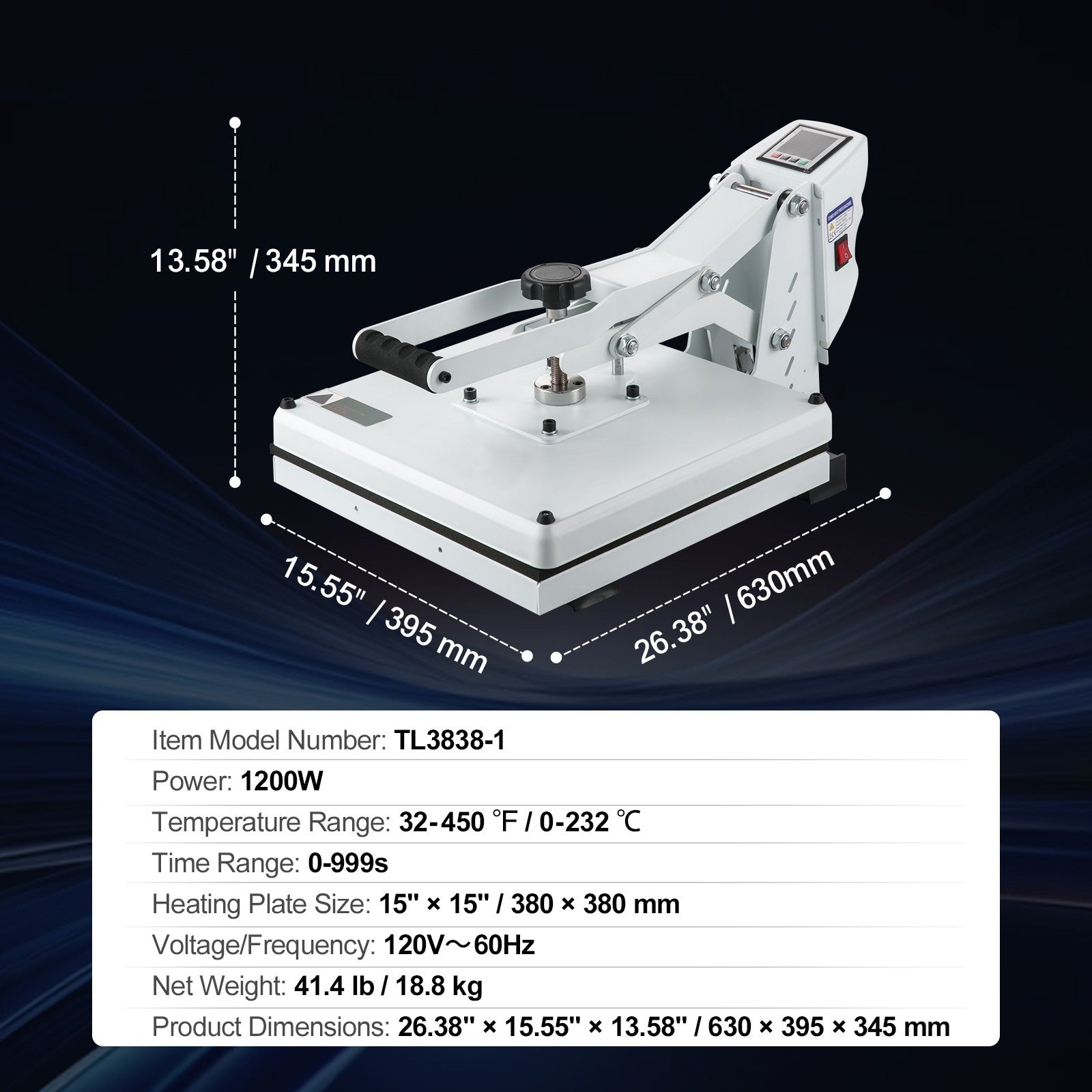Heat Press Machine 15 x 15 in Sublimation Printer Transfer for DIY T-shirt