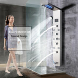 LED Shower Panel Tower Massage System Rain&Waterfall Jets Faucet Stainless Steel