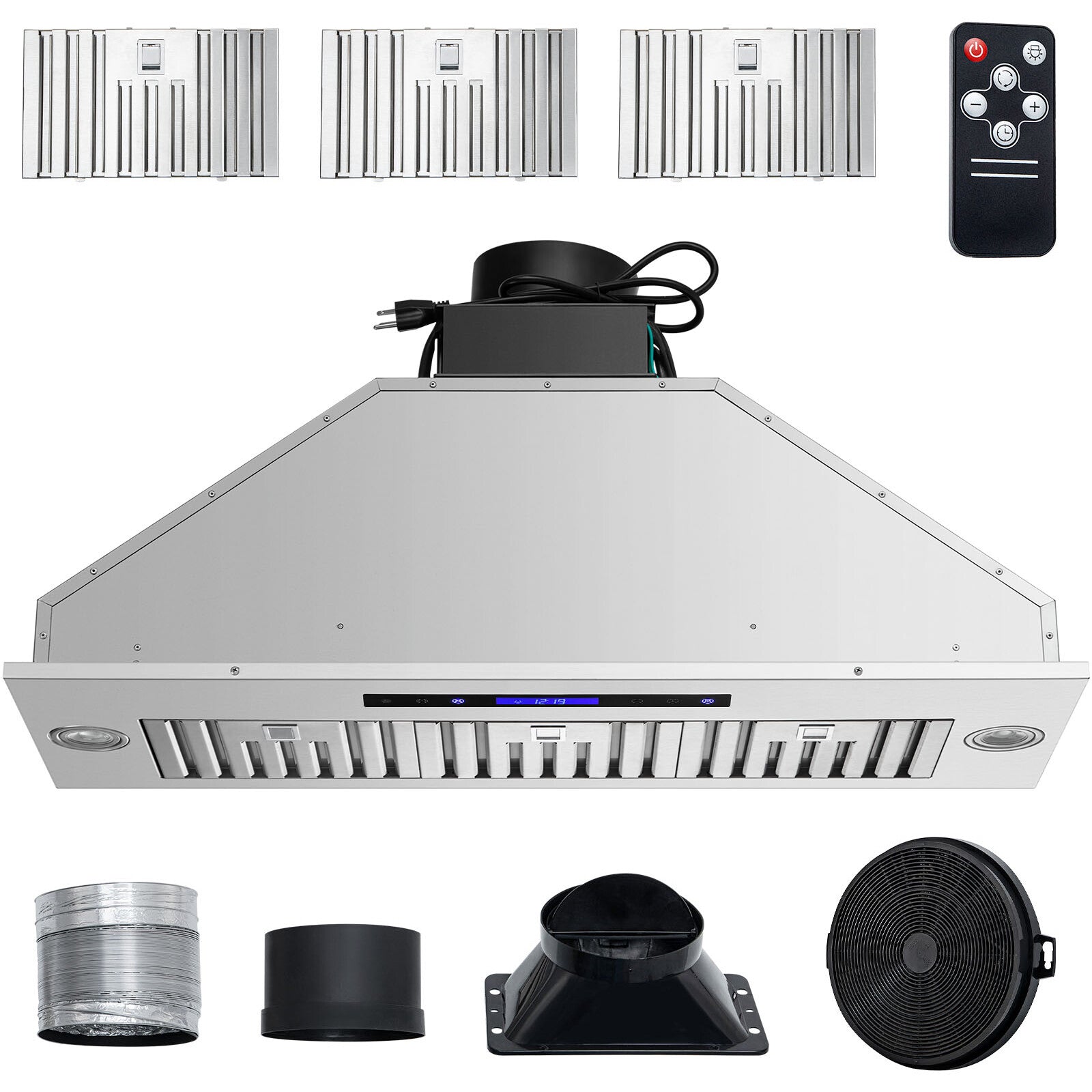 36" Built-In/Insert Range Hood 900CFM 4-Speed Exhaust Fan Kitchen Stove