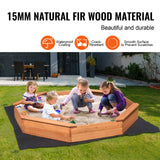 Uimoso Wooden Sandbox with Cover Octagonal Sand Box Sand Pit Outdoor Ages 3-12