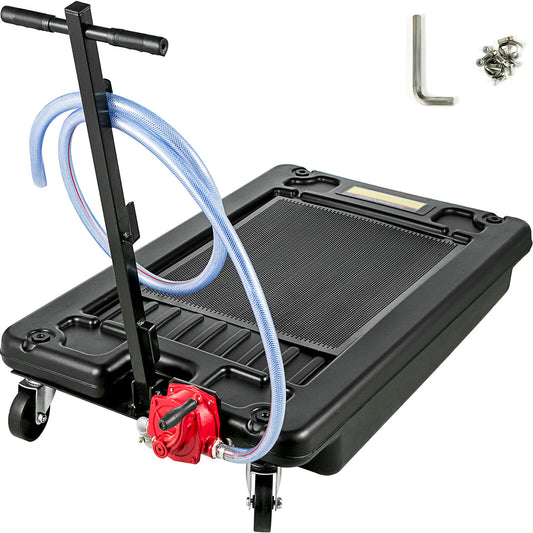 VEVOR 17 Gallon Low Profile Heavy Truck Car Oil Drain Pan w/ Pump & Wheels