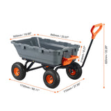 Poly Garden Dump Cart Heavy-duty Yard Carts and Wagons 800 lbs 10" Tires