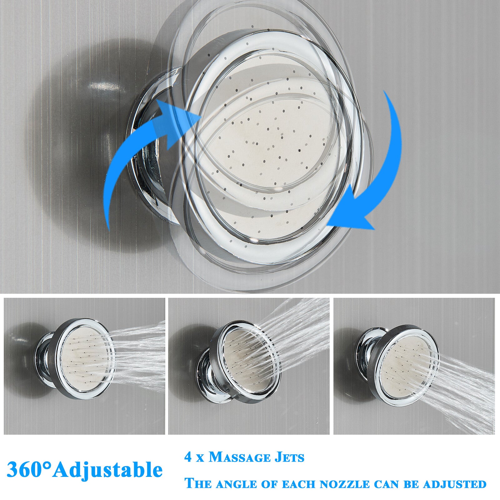 LED Shower Panel Tower Massage System Rain&Waterfall Jets Faucet Stainless Steel