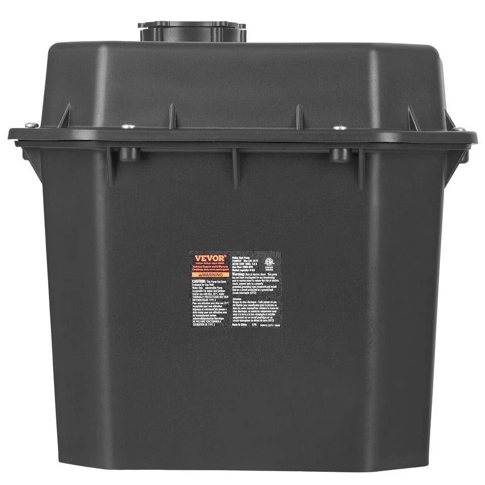 VEVOR Utility Sink Pump 1/3 HP 120 V 2900 GPH 25 ft. 6 Gal. Submersible