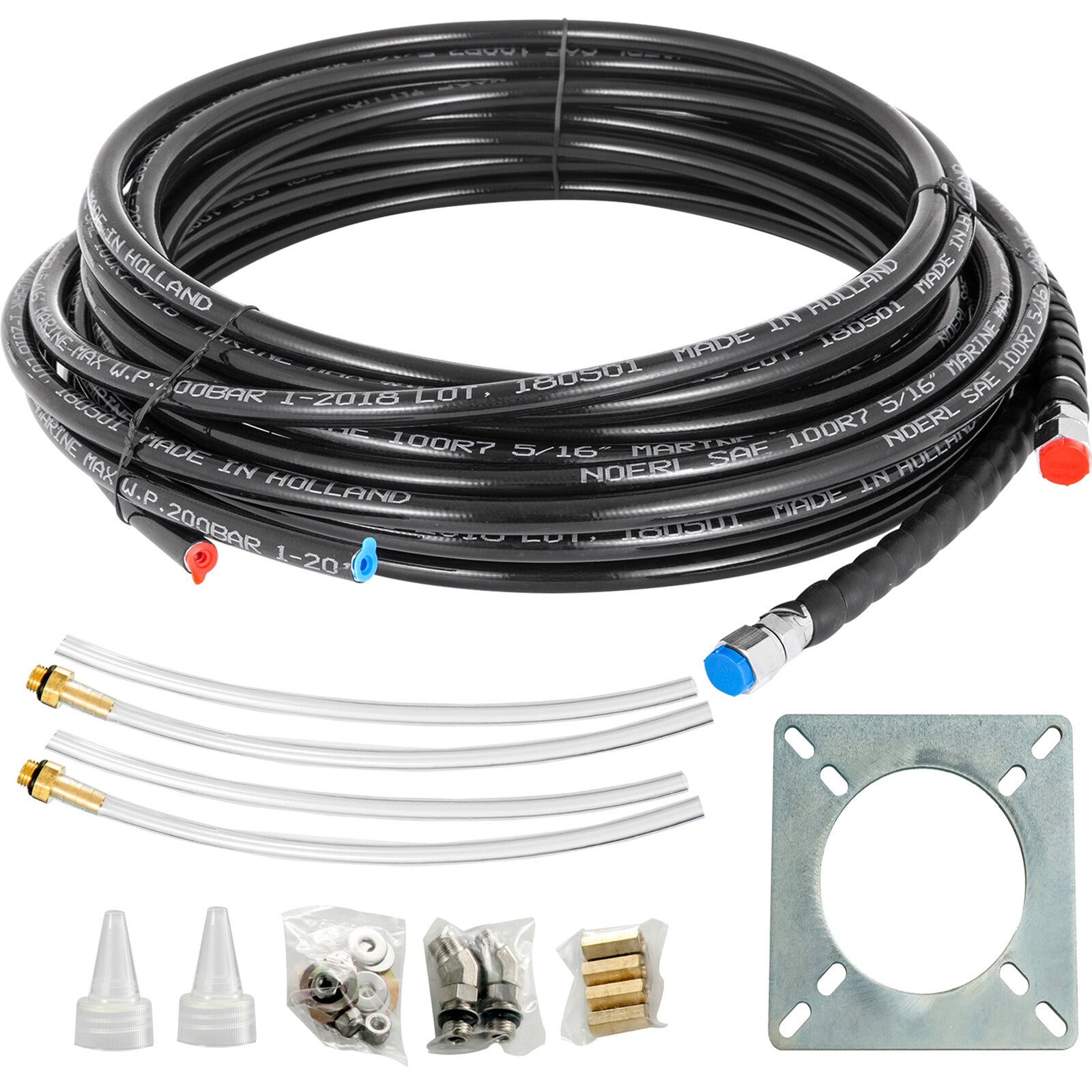 HK4200A-3 Hydraulic Outboard Steering System Kit 300HP 2x20ft Hose Cylinder Helm