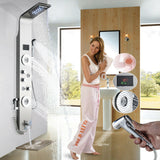 LED Shower Panel Tower Massage System Rain&Waterfall Jets Faucet Stainless Steel