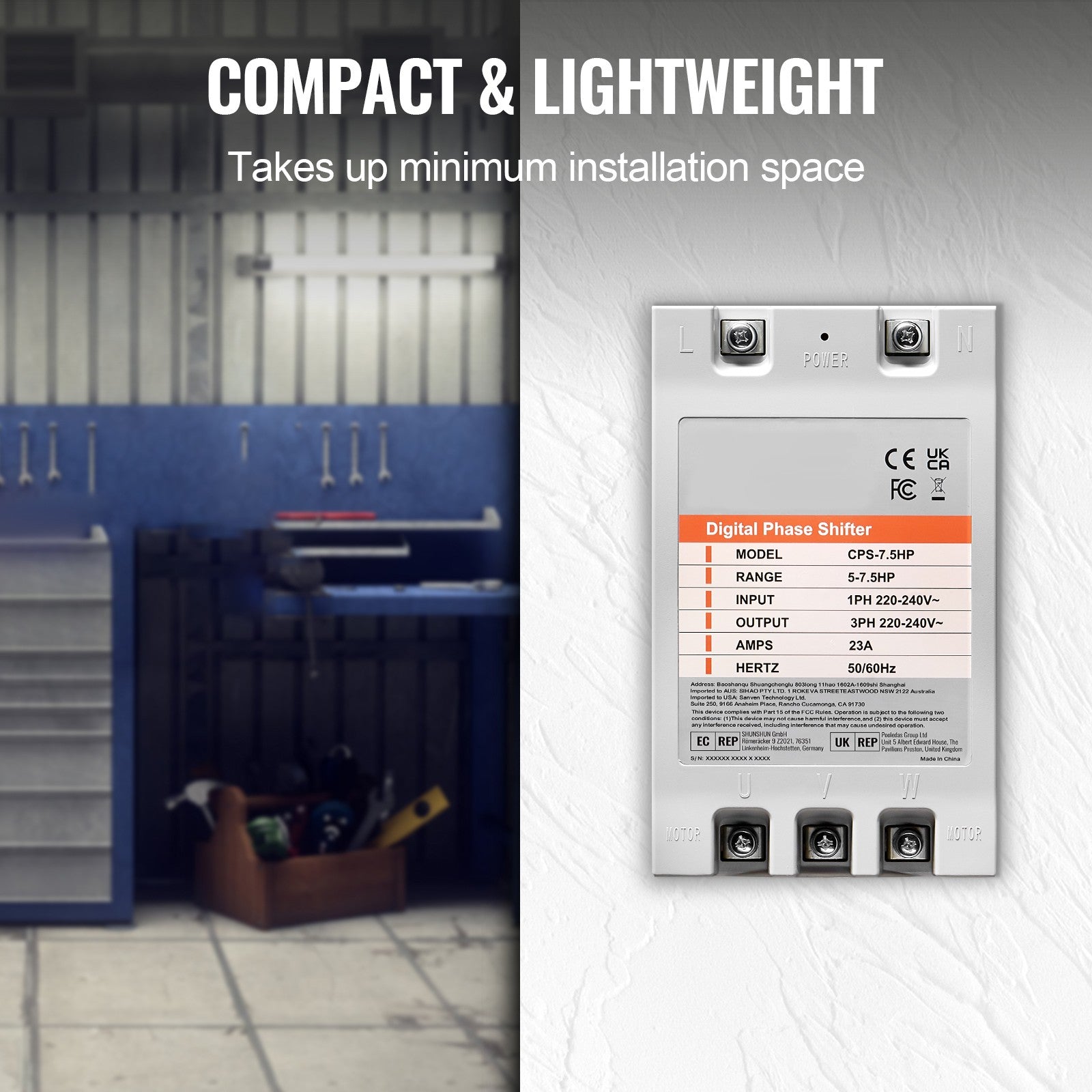 Uimoso 7.5HP Single 1 Phase to 3 Phase Converter Digital Phase Shifter 23A 220V
