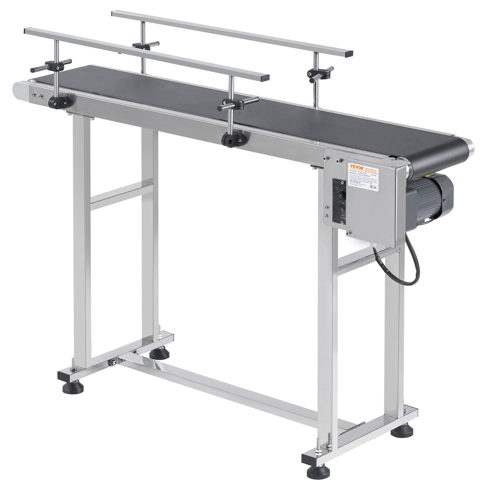VEVOR Belt Conveyor PVC Stainless Steel Belt Conveyor 47"x7.8" Double Guardrail