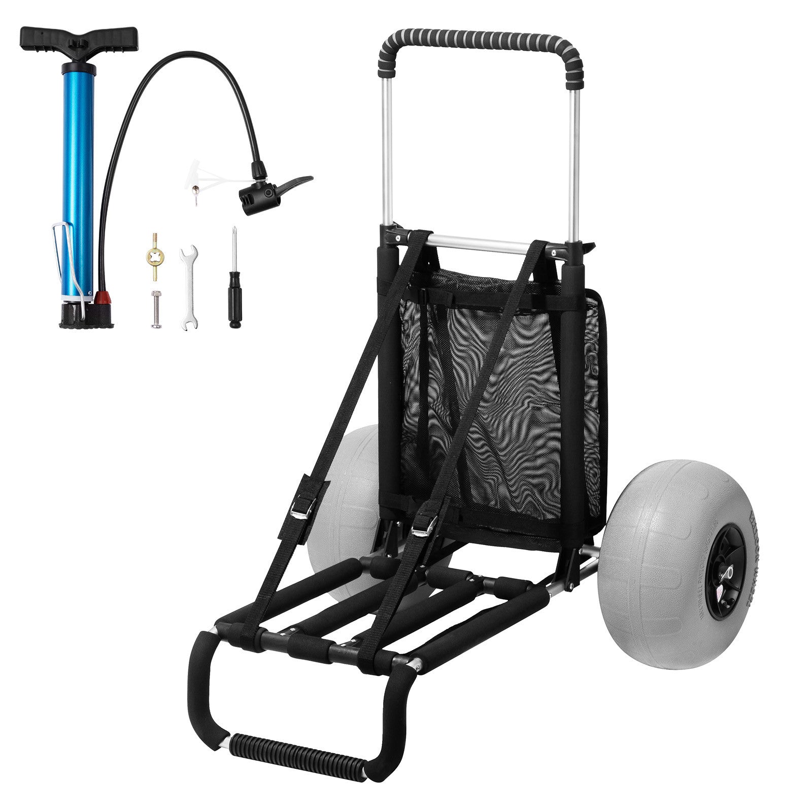 VEVOR Beach Dolly Wagon Beach Cart w/12" Balloon Wheels for Sand Beach Gardening