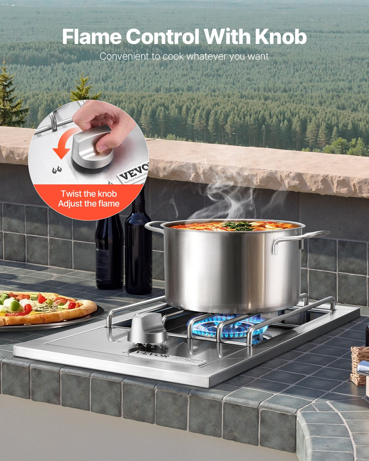 VEVOR Single Grilling Side Burner for Outdoor 15,000BTU Propane & Natural Gas