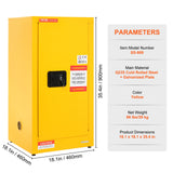 VEVOR Flammable Safety Cabinet Liquid Storage 16 Gal 18.1x18.1x35.4 in Cabinet