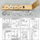 LED Shower Panel Tower Massage System Rain&Waterfall Jets Faucet Stainless Steel