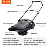 VEVOR Walk-behind Hand Push Floor Sweeper 25.6" Width 5 Gallon Waste Container