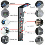 LED Shower Panel Tower Massage System Rain&Waterfall Jets Faucet Stainless Steel