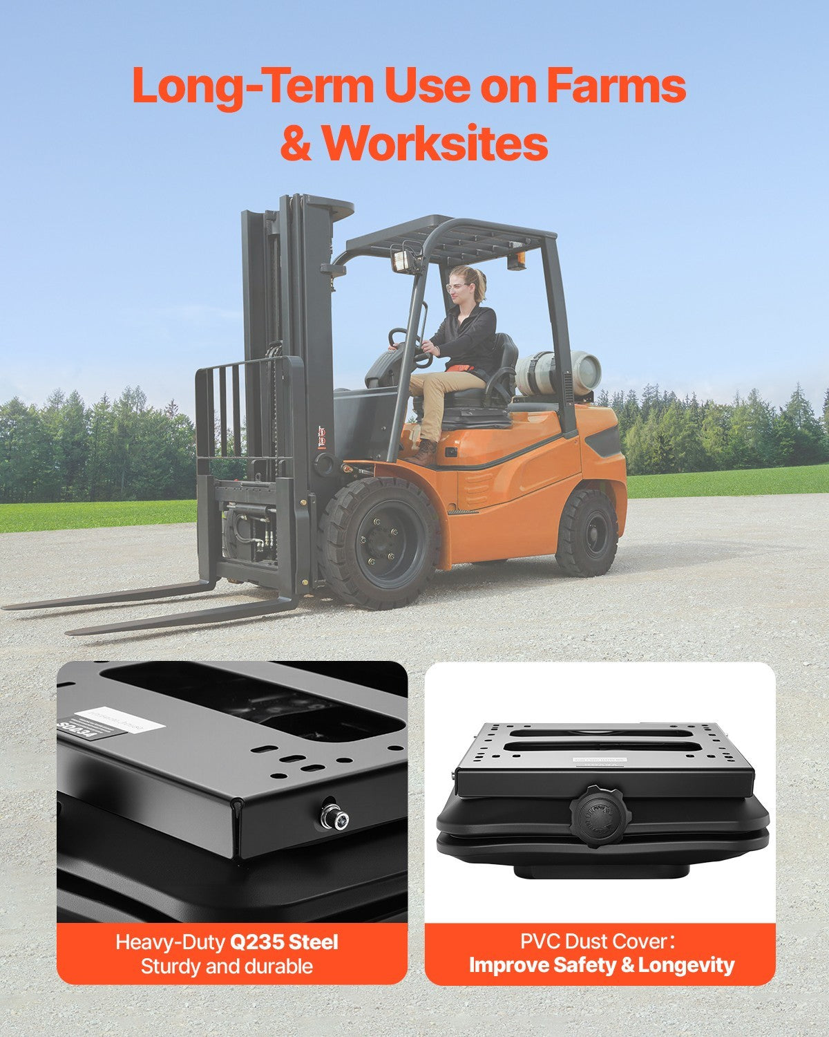 VEVOR Universal Seat Suspension Kit for Lawn Mower Skid Steer Forklift Tractor