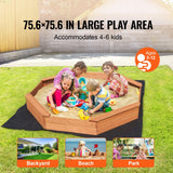 Uimoso Wooden Sandbox with Cover Octagonal Sand Box Sand Pit Outdoor Ages 3-12