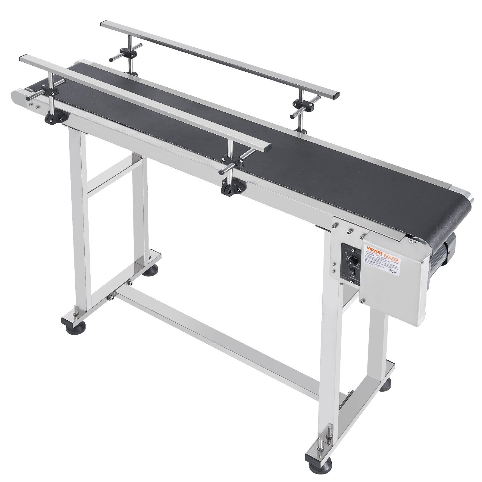 VEVOR Belt Conveyor PVC Stainless Steel Belt Conveyor 47"x7.8" Double Guardrail