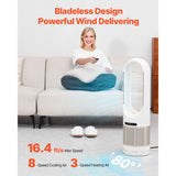 Uimoso 34" Bladeless Tower Fan Oscillating Heat Cooling HEPA Air Purifier Remote