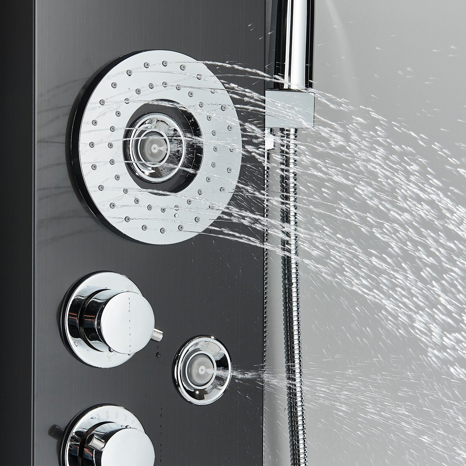 LED Shower Panel Tower Massage System Rain&Waterfall Jets Faucet Stainless Steel