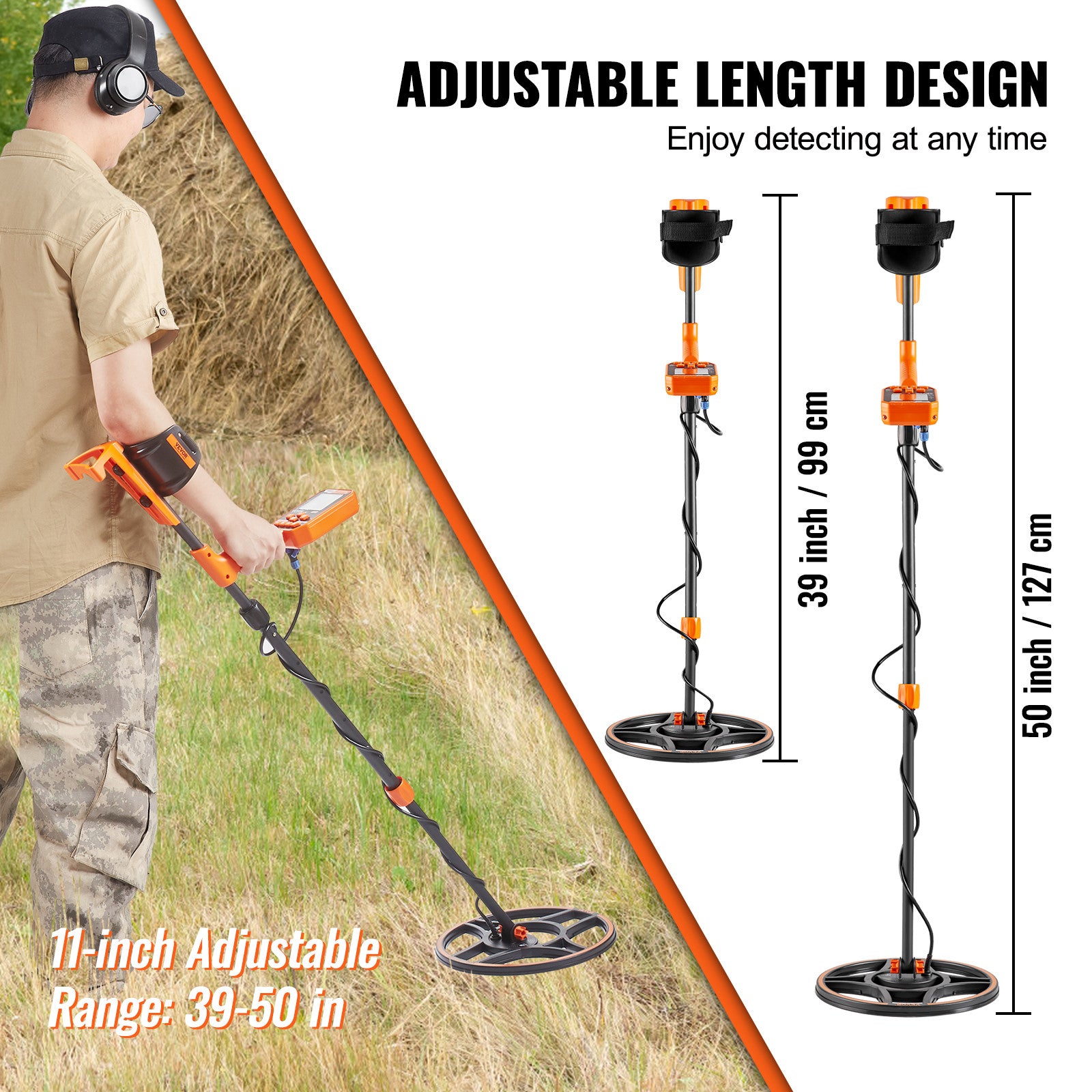 VEVOR Waterproof Metal Detector Professional Rechargeable Gold Detector 12" Coil