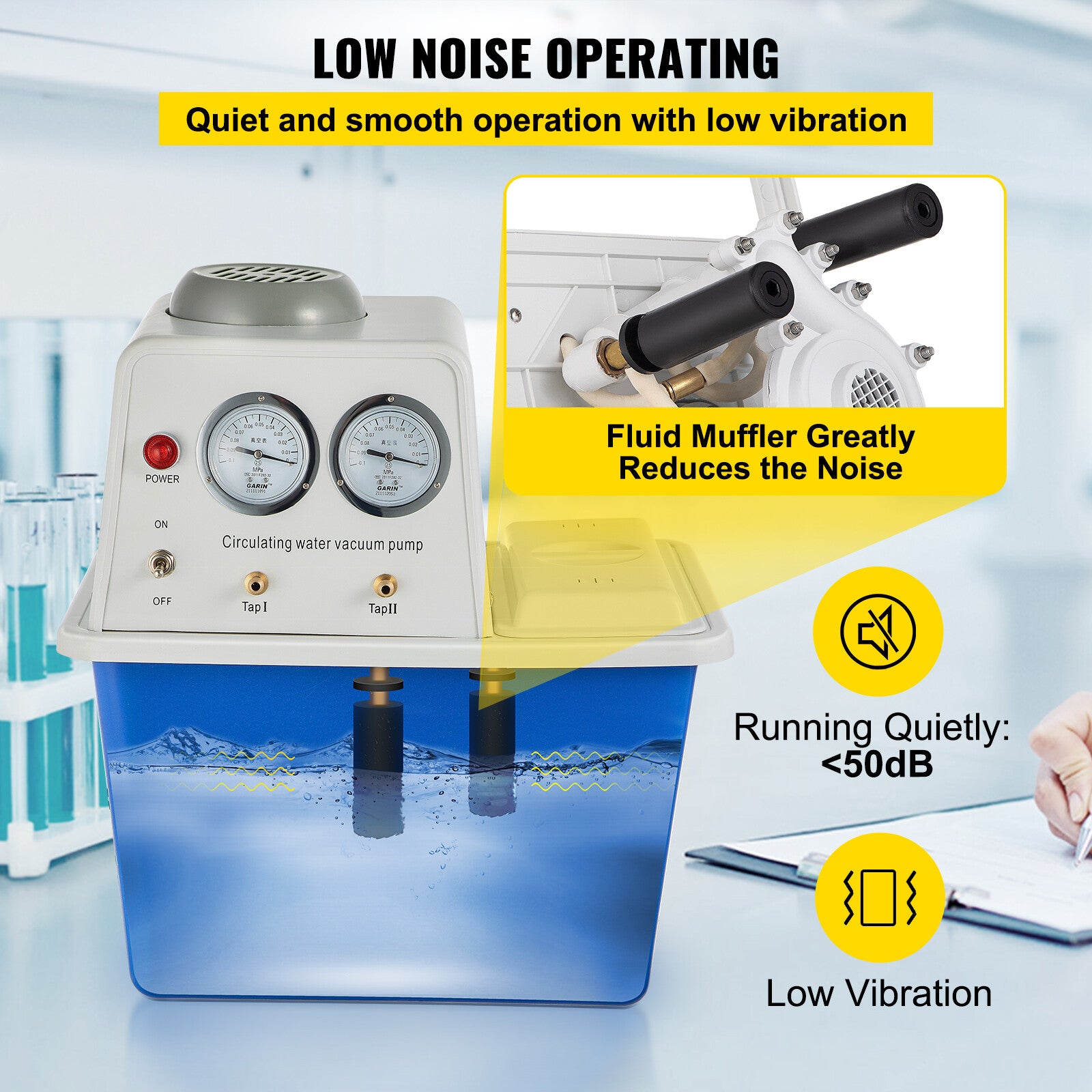 Circulating Water Vacuum Pump Air 60L/min Stainless 180W Lab Equipment