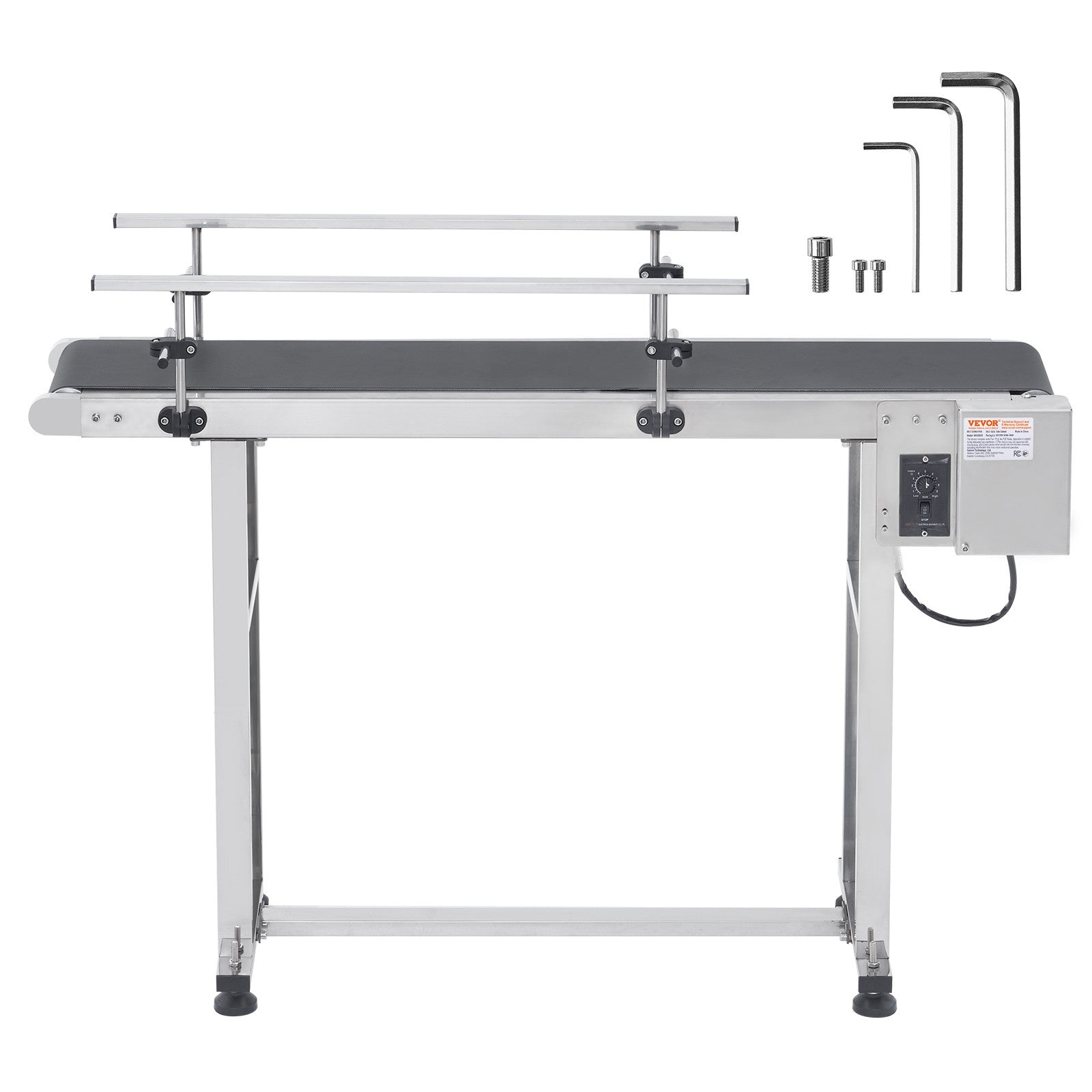 VEVOR Belt Conveyor PVC Stainless Steel Belt Conveyor 47"x7.8" Double Guardrail