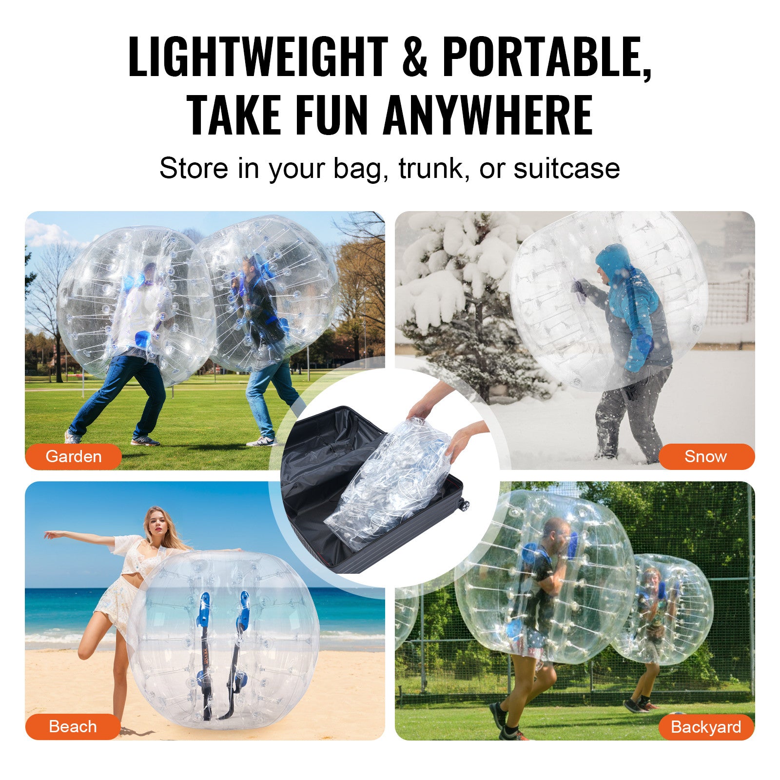 VEVOR Inflatable Bumper Balls 2-Pack 4FT/1.2M Sumo Zorb Balls for Teens