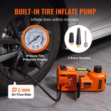 VEVOR 5 Ton 12V Electric Car Floor Jack Hydraulic w/Built-in Tire Inflator Pump
