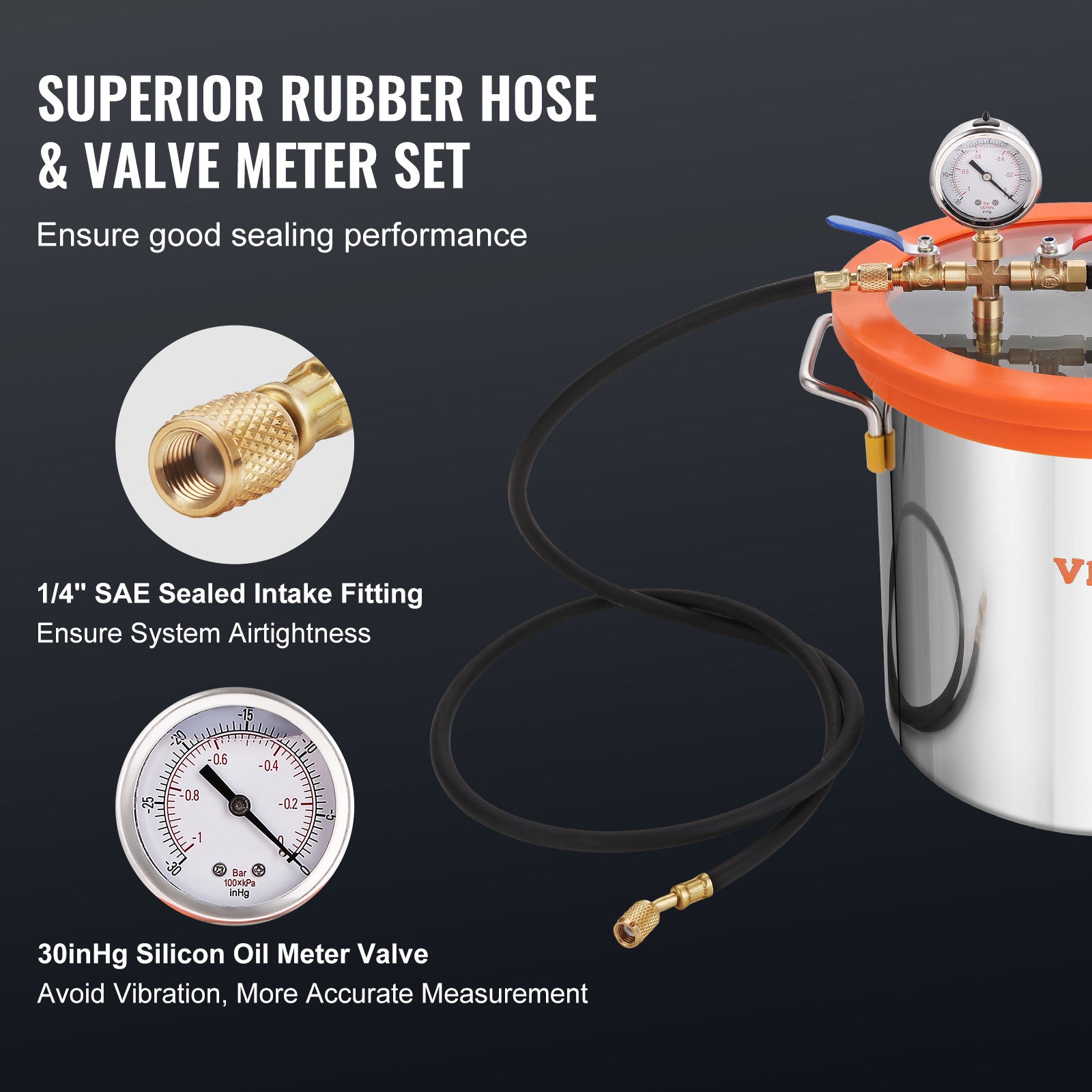 VEVOR 5 Gallon Vacuum Chamber and 3.5CFM Single Stage Pump Degassing Chamber Kit